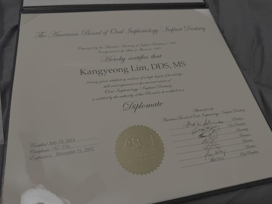 ABOI/ID Diplomate認定証